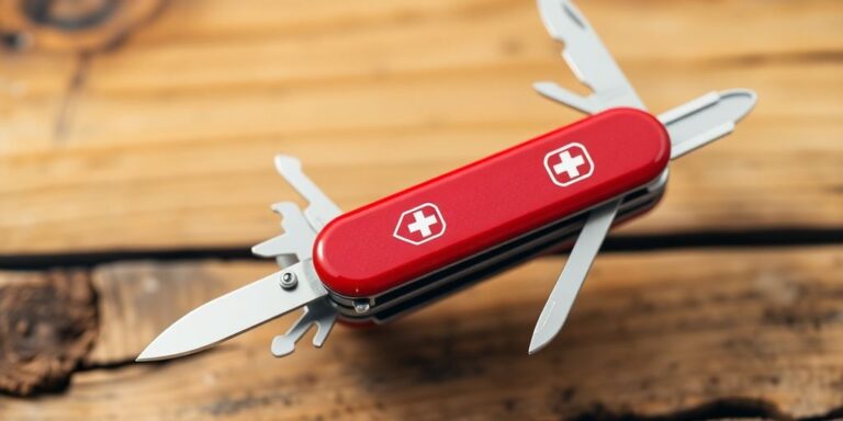 Close-up of a Swiss Army Knife with tools open.