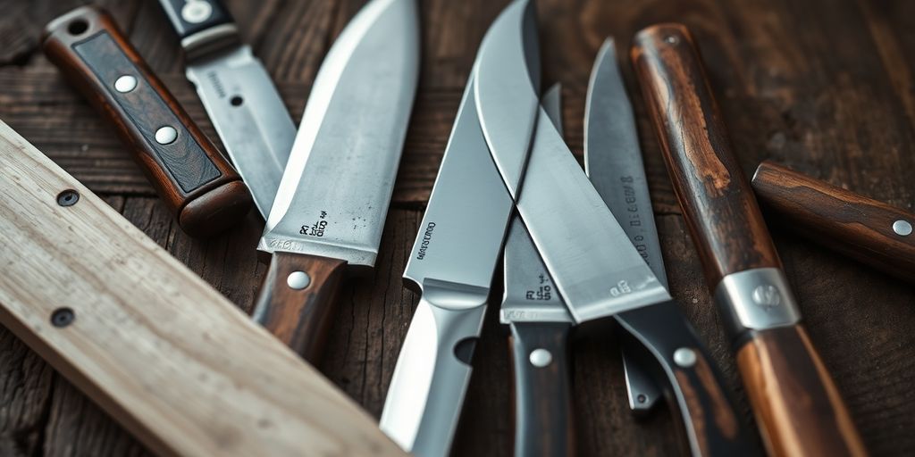 Collection of gutting knives from different historical periods.