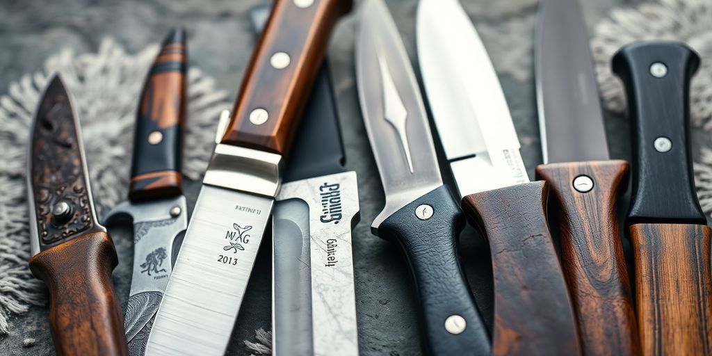 Various skinning knives from ancient to modern designs.